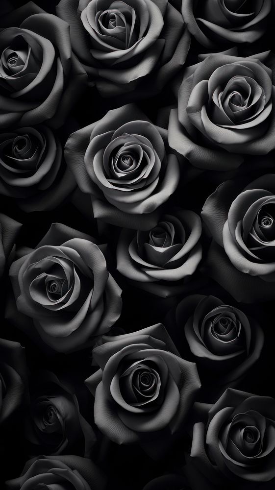 Roses black pattern flower. AI generated Image by rawpixel.
