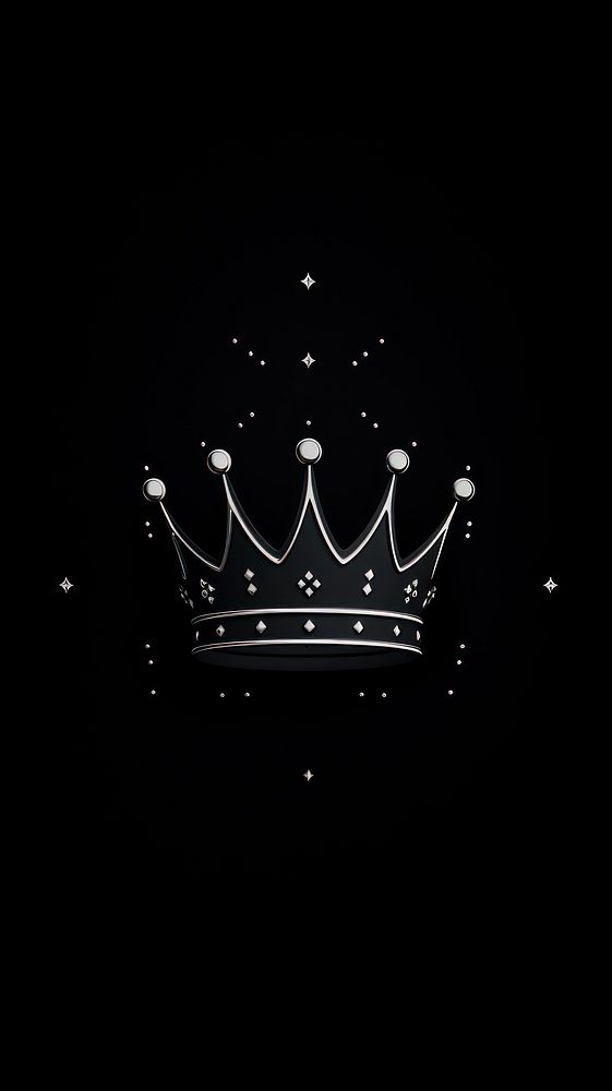 Crown doodle black black background illuminated. AI generated Image by rawpixel.