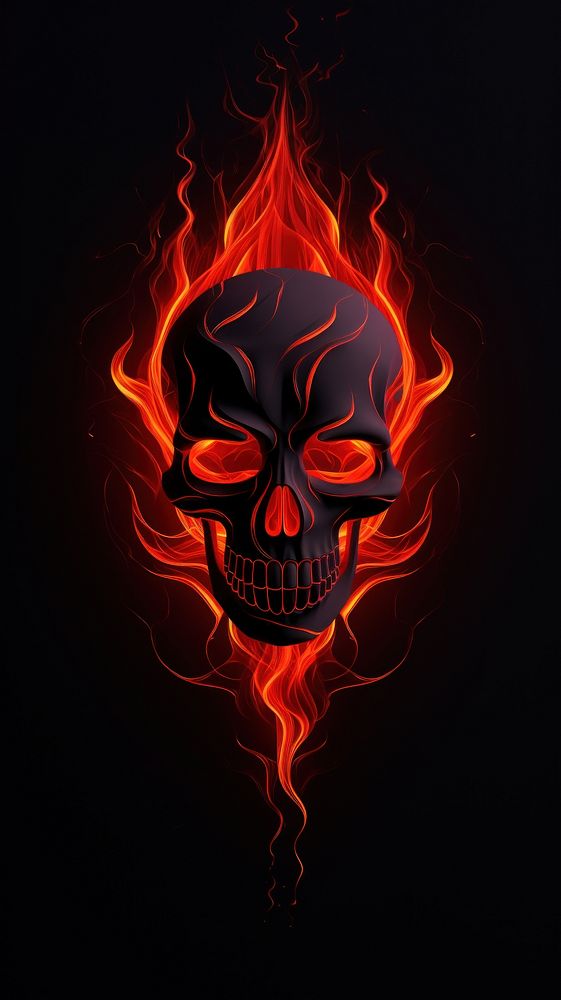 Fire skull black background illuminated creativity. AI generated Image by rawpixel.