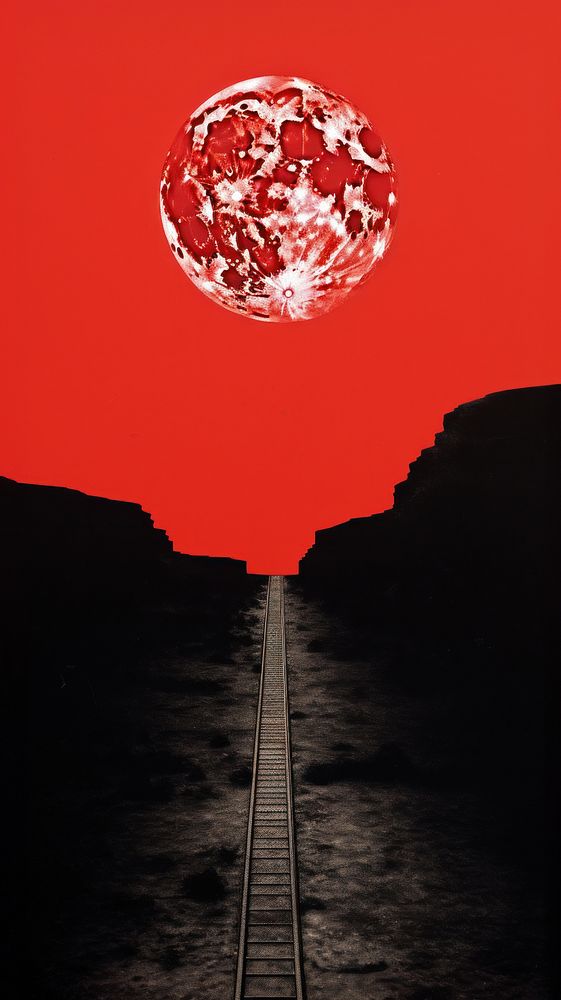8 ball moon sky red. AI generated Image by rawpixel.