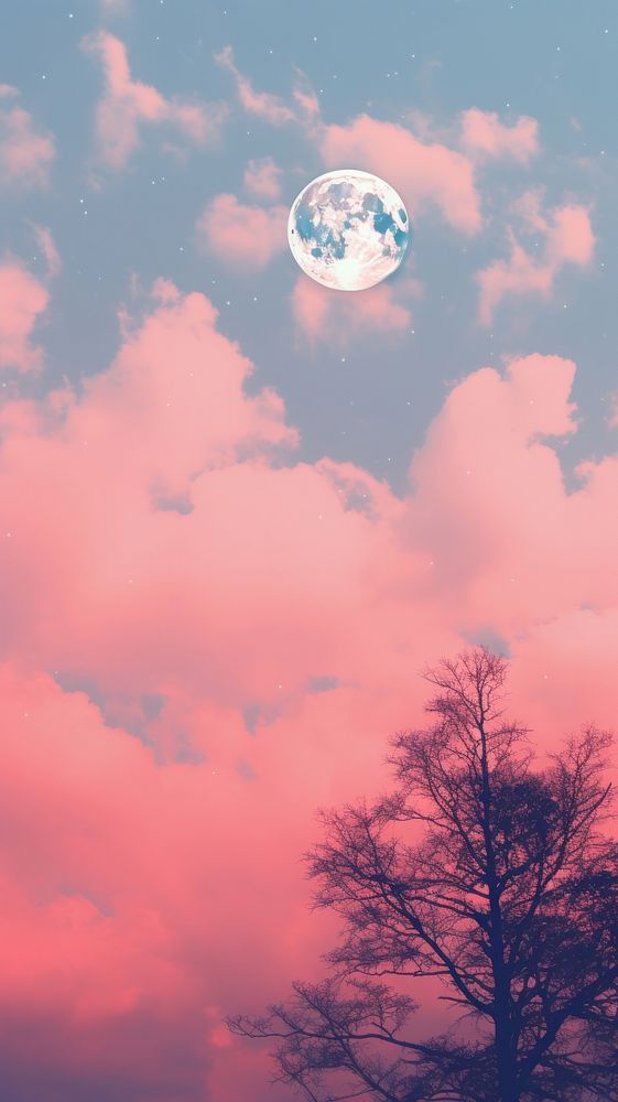 Sky with full moon astronomy outdoors nature. AI generated Image by rawpixel.