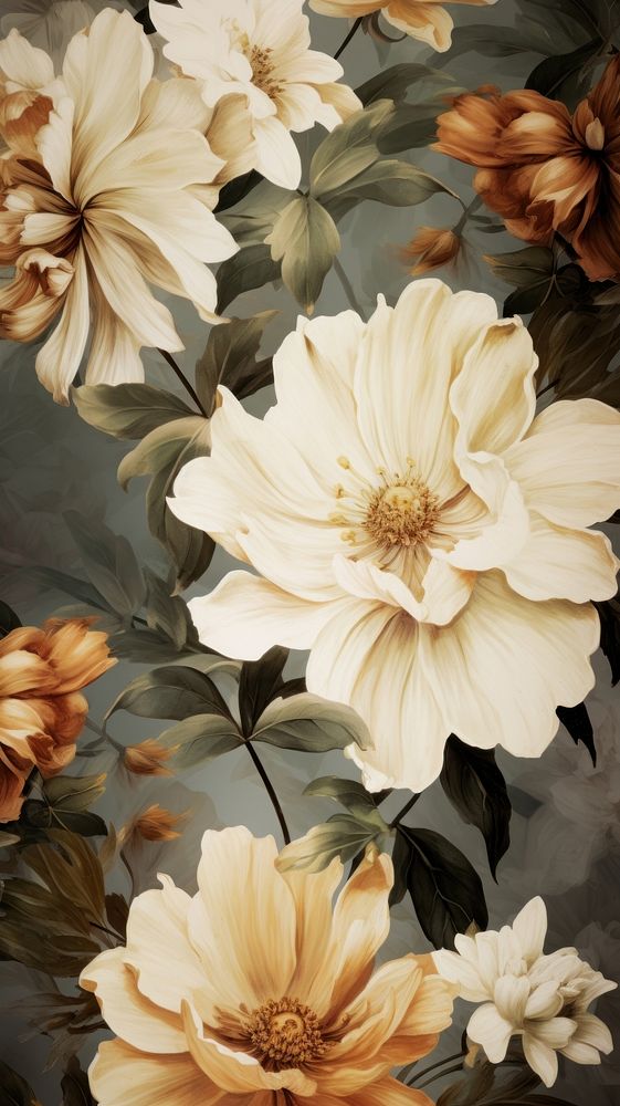 Botanical rustic flower art painting pattern. AI generated Image by rawpixel.
