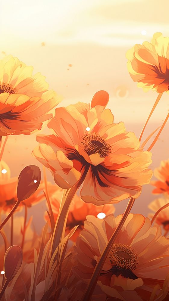 Golden hour flower backgrounds sunlight. AI generated Image by rawpixel.
