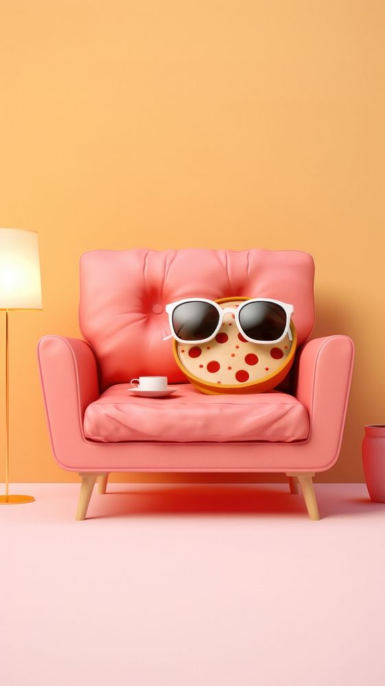 Pizza sunglasses furniture armchair. AI generated Image by rawpixel.