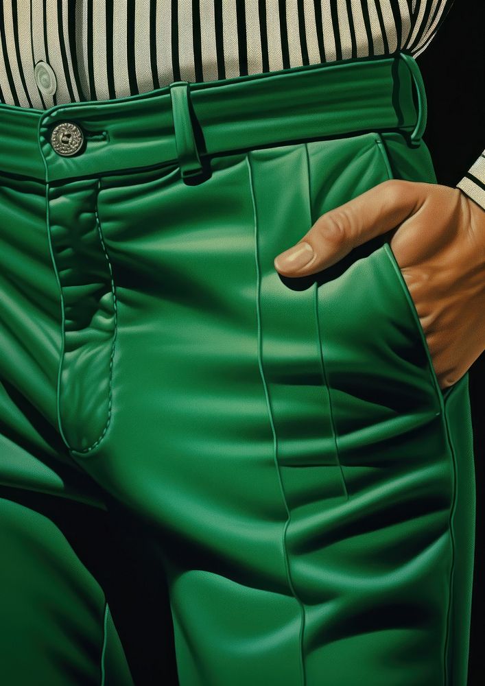 Corduroy pants adult green male. AI generated Image by rawpixel.