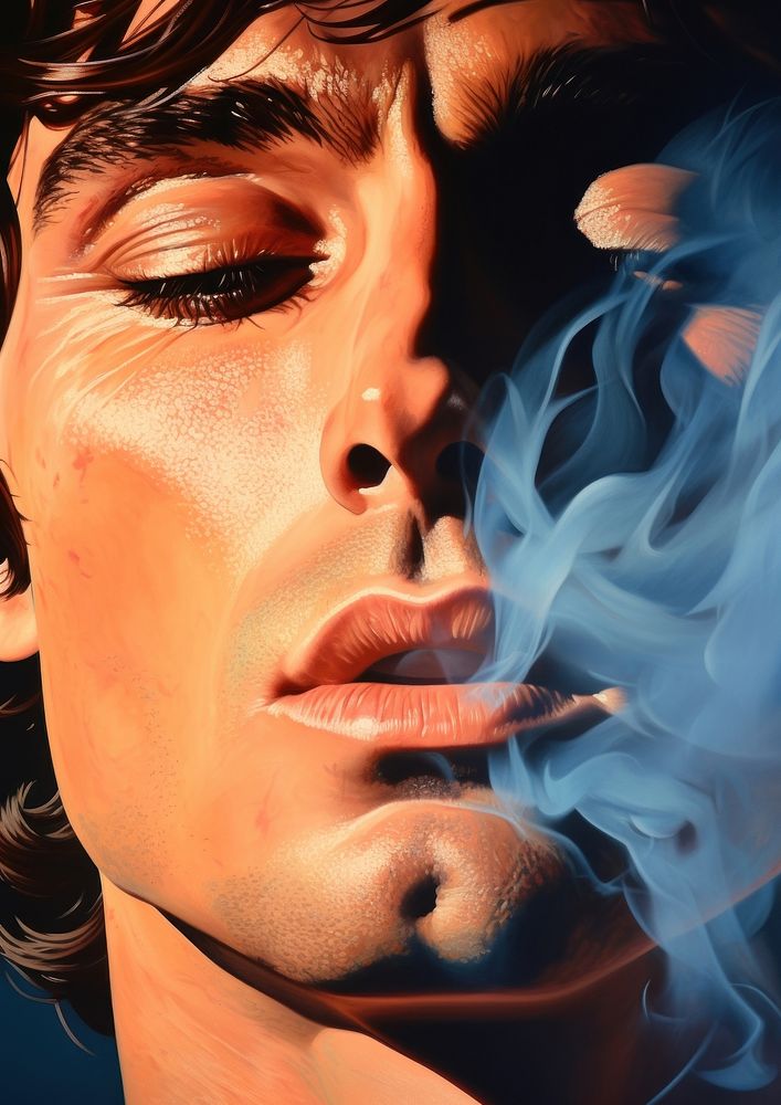 Smoking cigar portrait adult smoke. AI generated Image by rawpixel.
