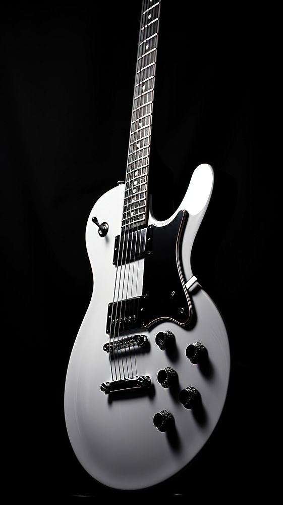 Guitar white black black background. AI generated Image by rawpixel.