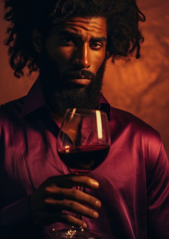 Man with wine for cover of masculine magazine portrait purple glass. AI generated Image by rawpixel.