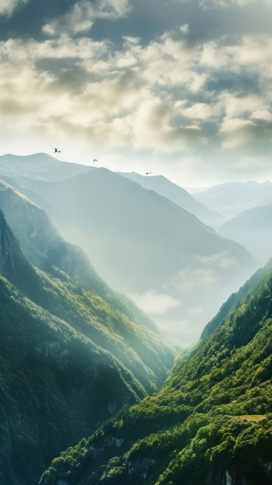 Over the mountain nature landscape outdoors. AI generated Image by rawpixel.