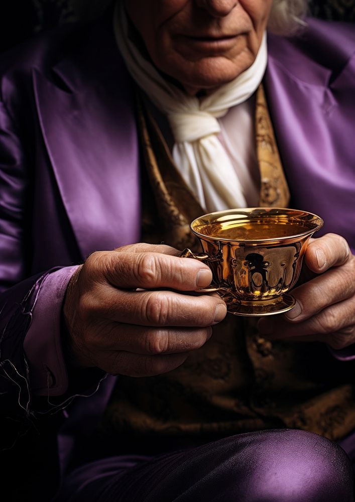 Old male with tea purple adult hand. AI generated Image by rawpixel.