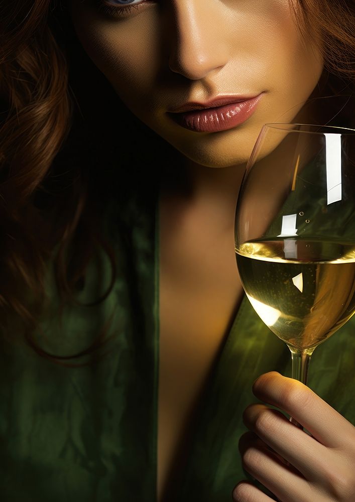 Female with wine portrait glass drink. AI generated Image by rawpixel.