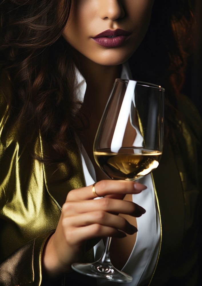 Female with wine glass drink refreshment. AI generated Image by rawpixel.