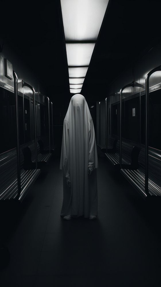 Ghost in subway white black adult. AI generated Image by rawpixel.