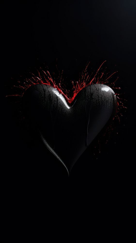 Heart black black background monochrome. AI generated Image by rawpixel.