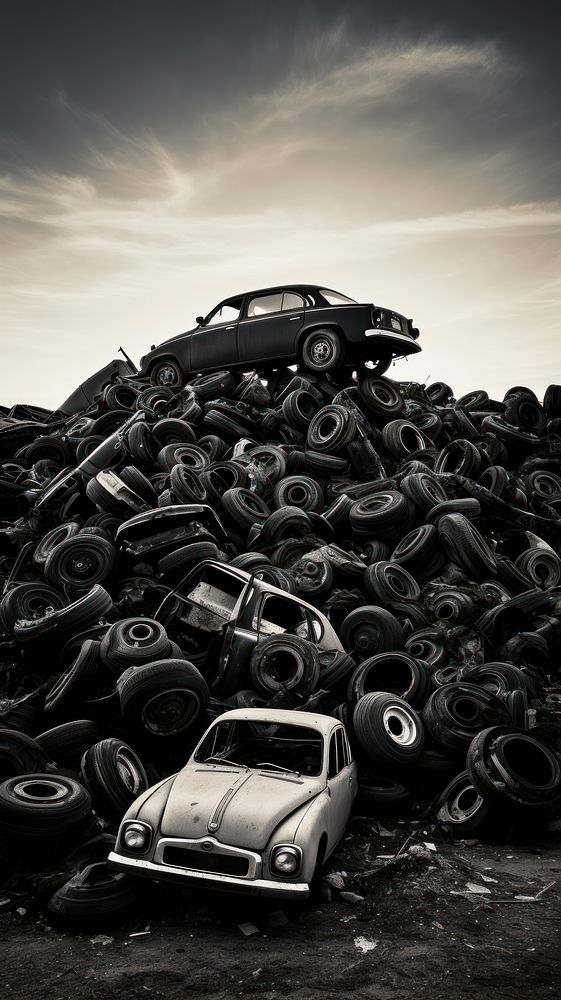 Junkyard vehicle wheel black. AI | Premium Photo - rawpixel