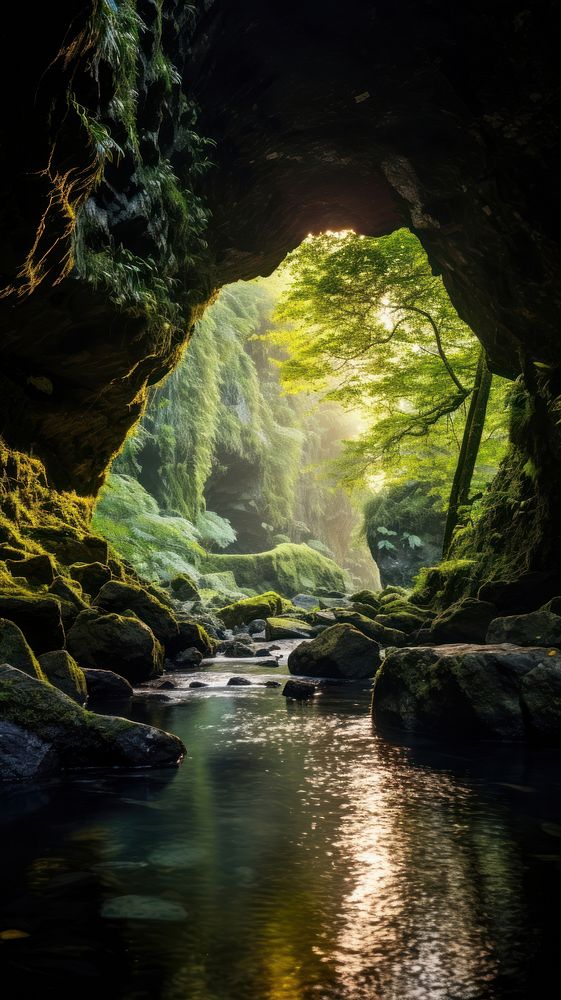 Cave nature wilderness landscape. AI generated Image by rawpixel.