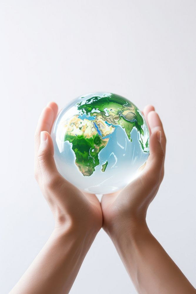 Hands holding globe sphere planet world. AI generated Image by rawpixel.