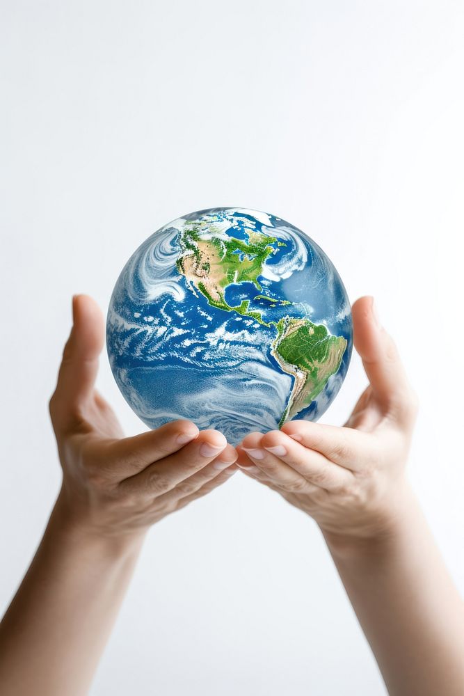 Hands holding world planet globe space. AI generated Image by rawpixel.