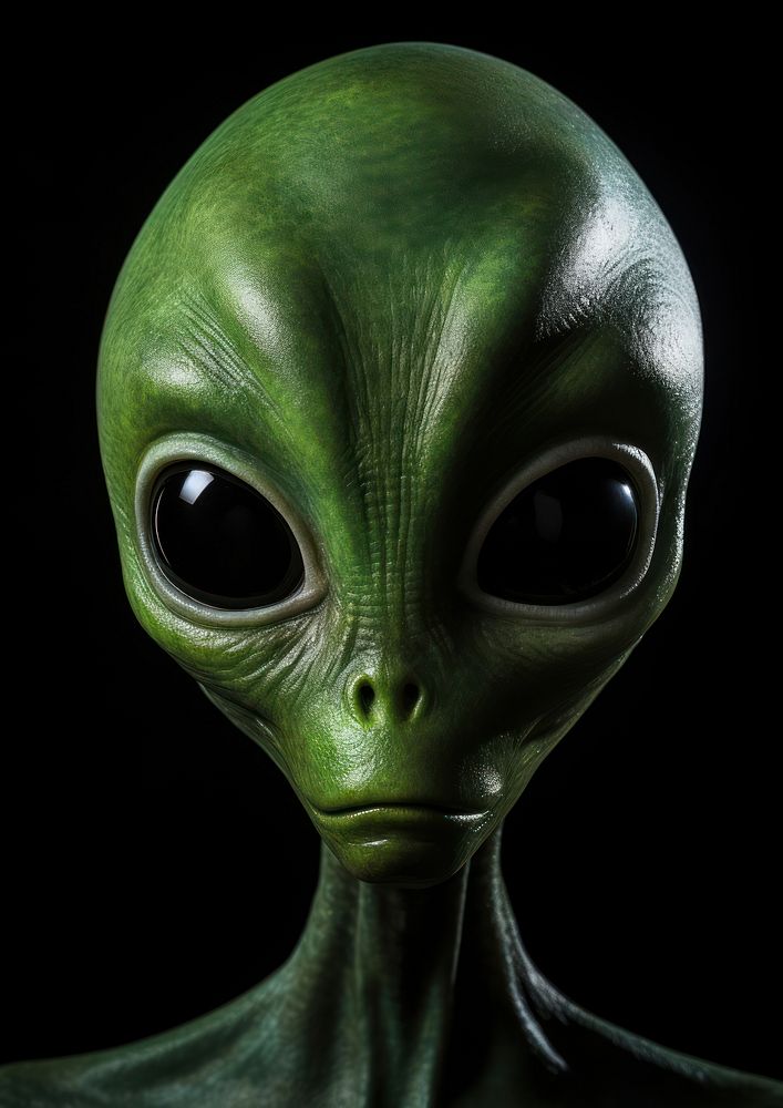 The green alien black background darkness portrait. AI generated Image by rawpixel.