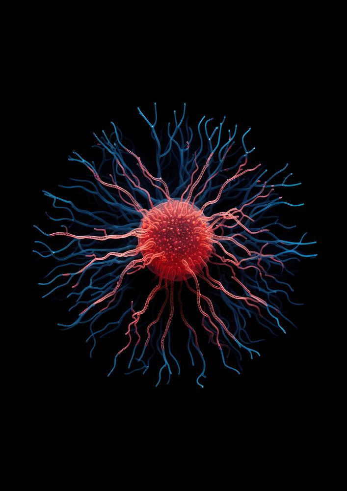 A brain cell fireworks red black background. AI generated Image by rawpixel.