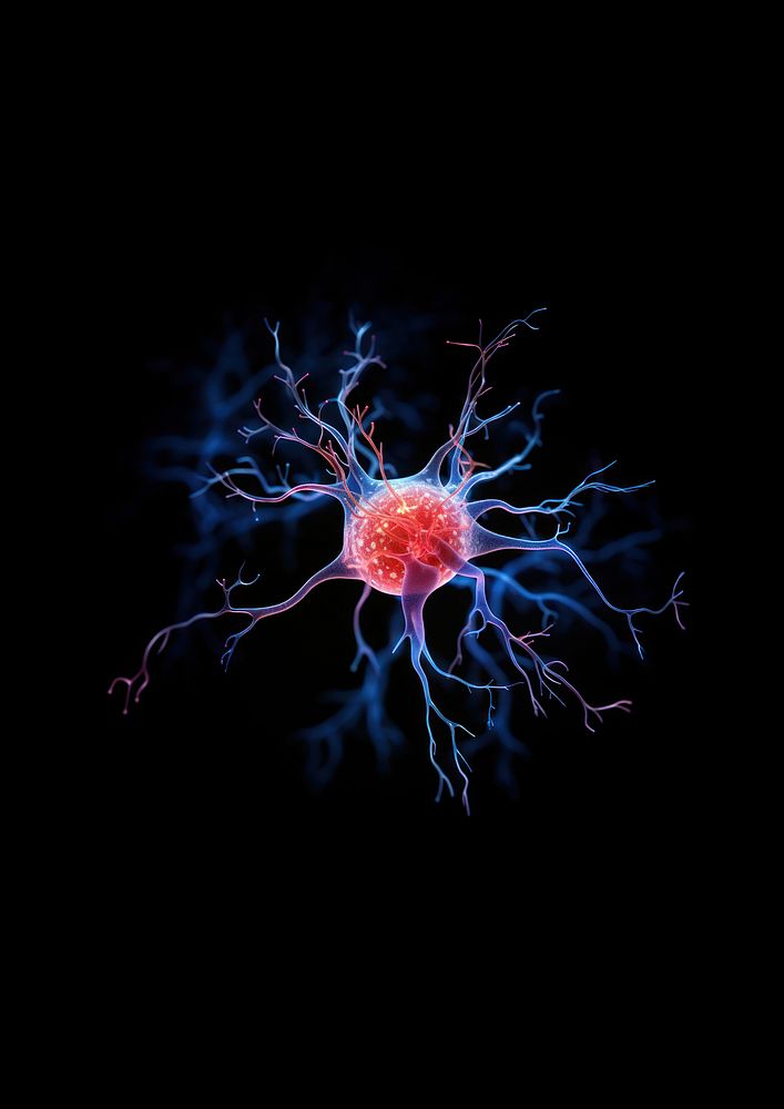 A brain cell jellyfish black background invertebrate. AI generated Image by rawpixel.