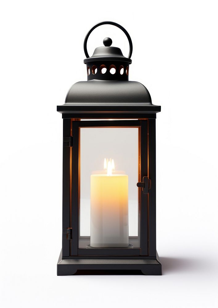 Modern lantern candle lamp white background. AI generated Image by rawpixel.