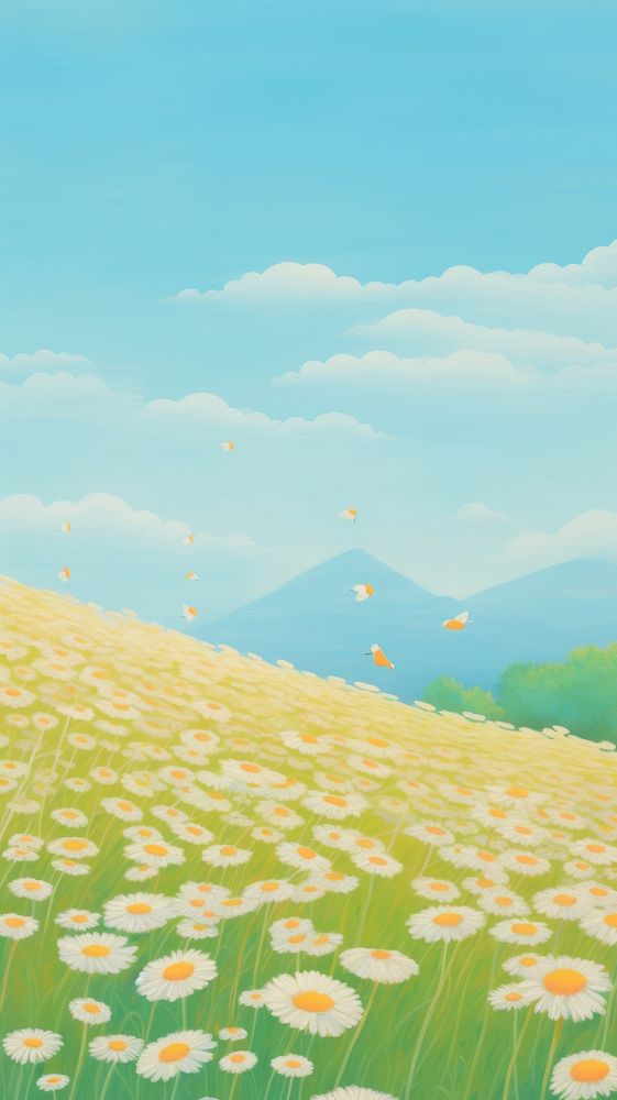 Daisy field backgrounds grassland outdoors. AI generated Image by rawpixel.