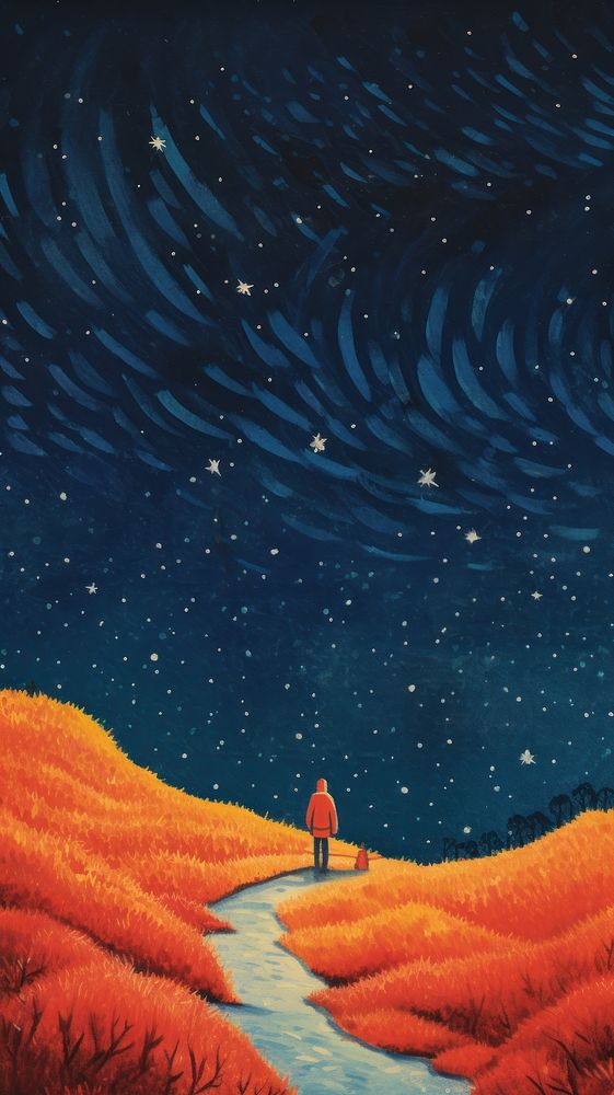 Night sky outdoors painting nature. AI generated Image by rawpixel.
