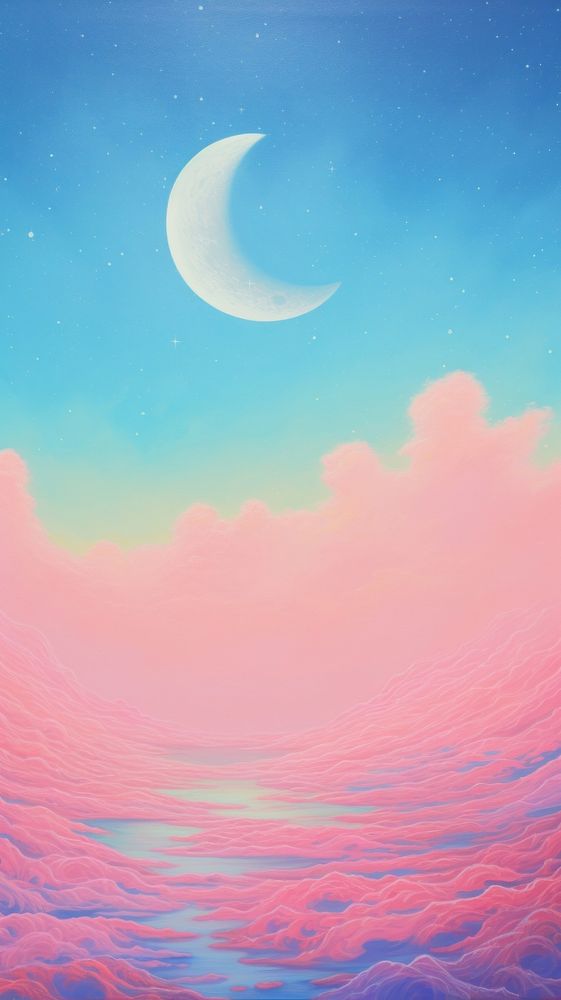 A moon isolated on pastel galaxy background backgrounds astronomy outdoors. AI generated Image by rawpixel.