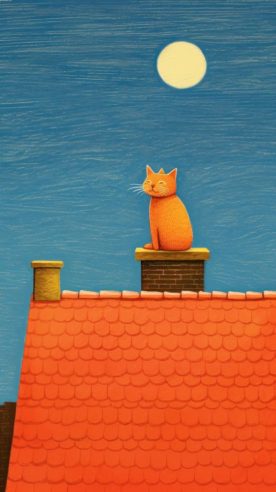 A cat on the roof architecture building outdoors. AI generated Image by rawpixel.