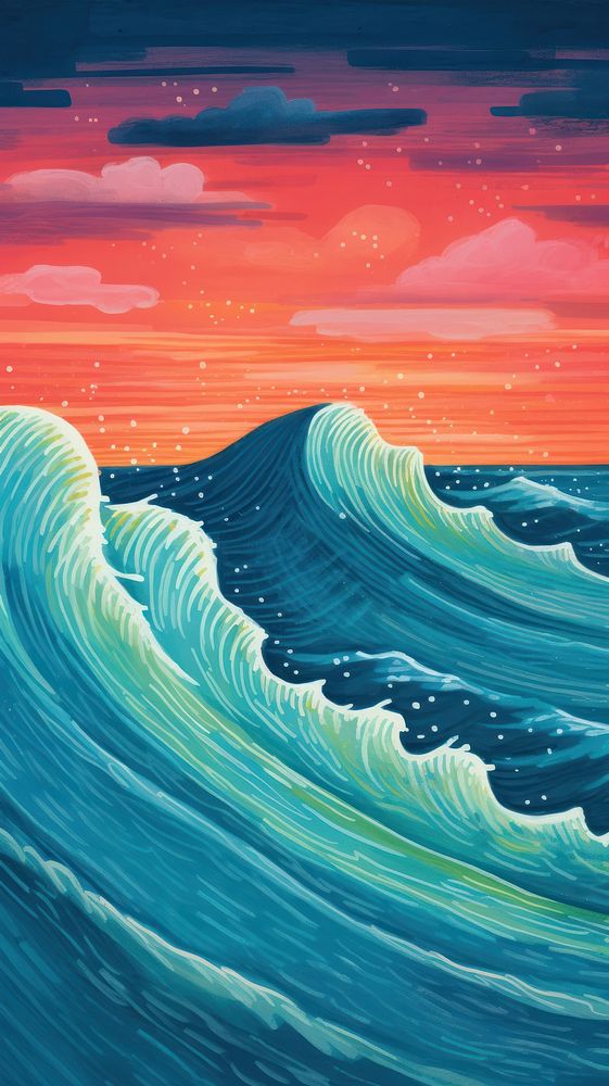 Ocean wave painting nature coast. AI generated Image by rawpixel.