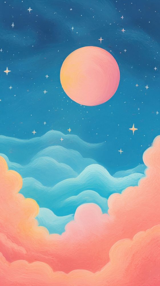 A moon against a pastel galaxy background backgrounds astronomy outdoors. AI generated Image by rawpixel.
