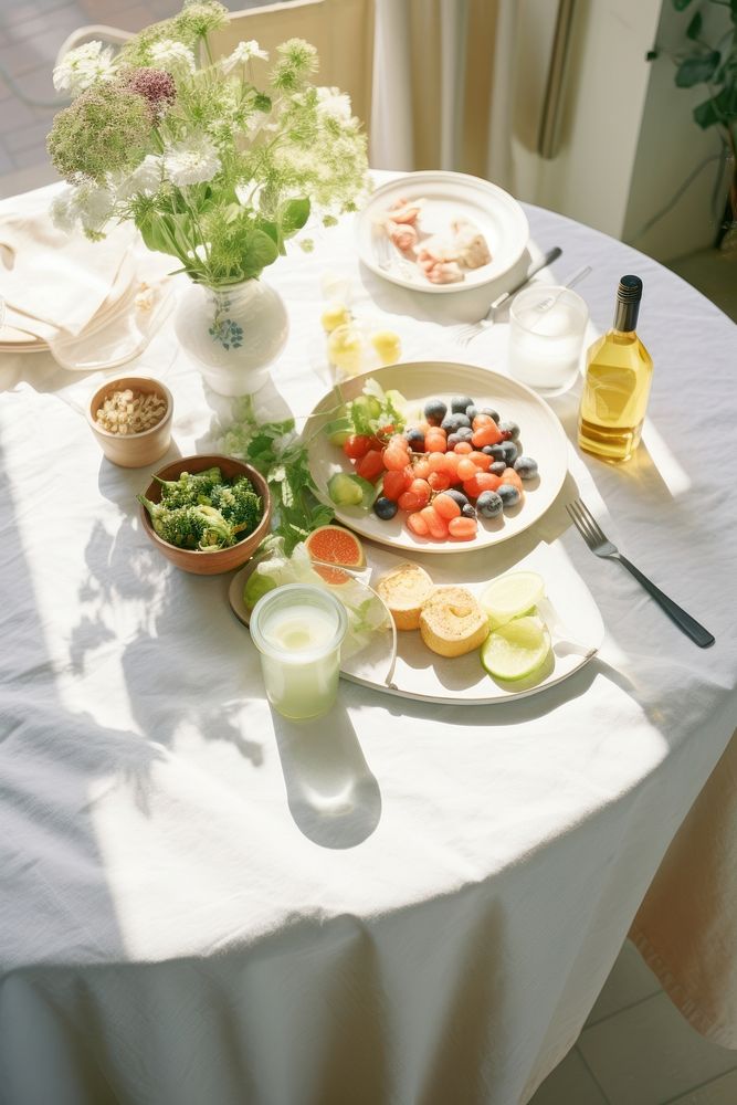 Healthy food table furniture brunch. AI generated Image by rawpixel.