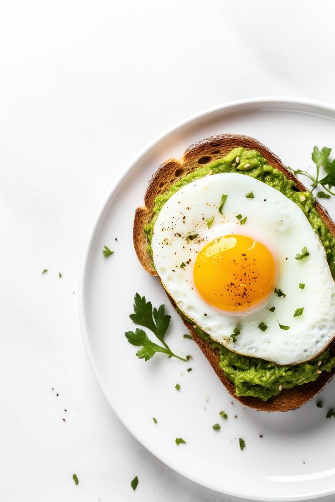 Avocado toast egg plate table. AI generated Image by rawpixel.