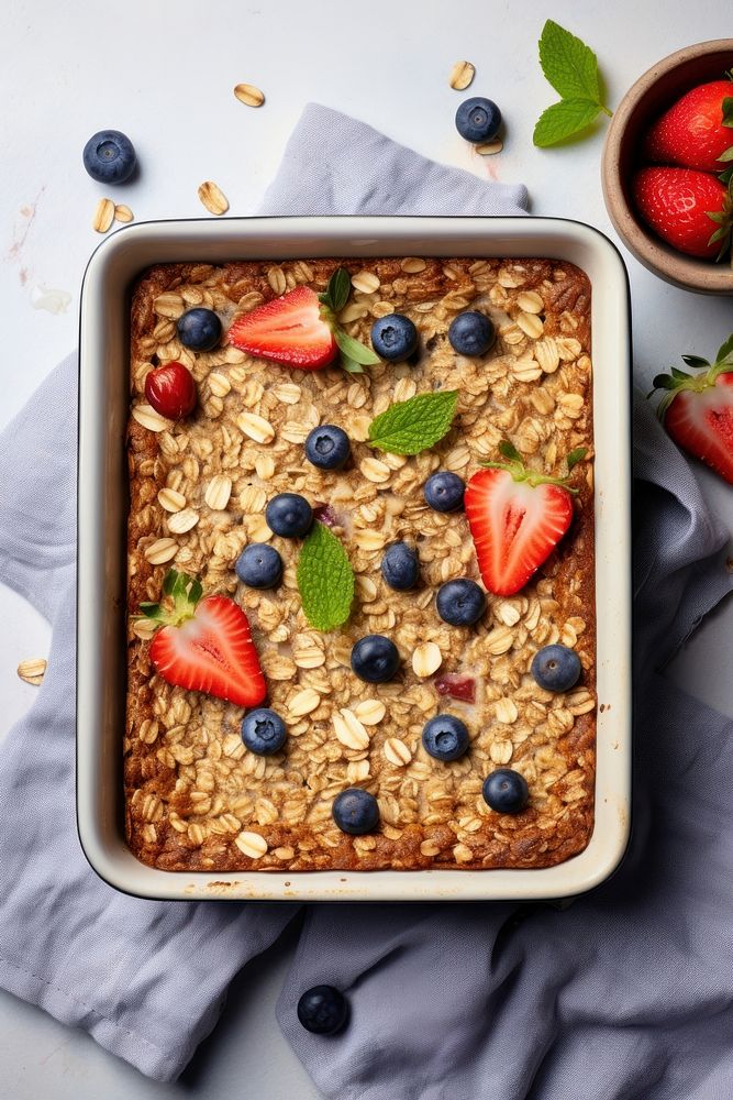 Baked oatmeal granola dessert food. AI generated Image by rawpixel.