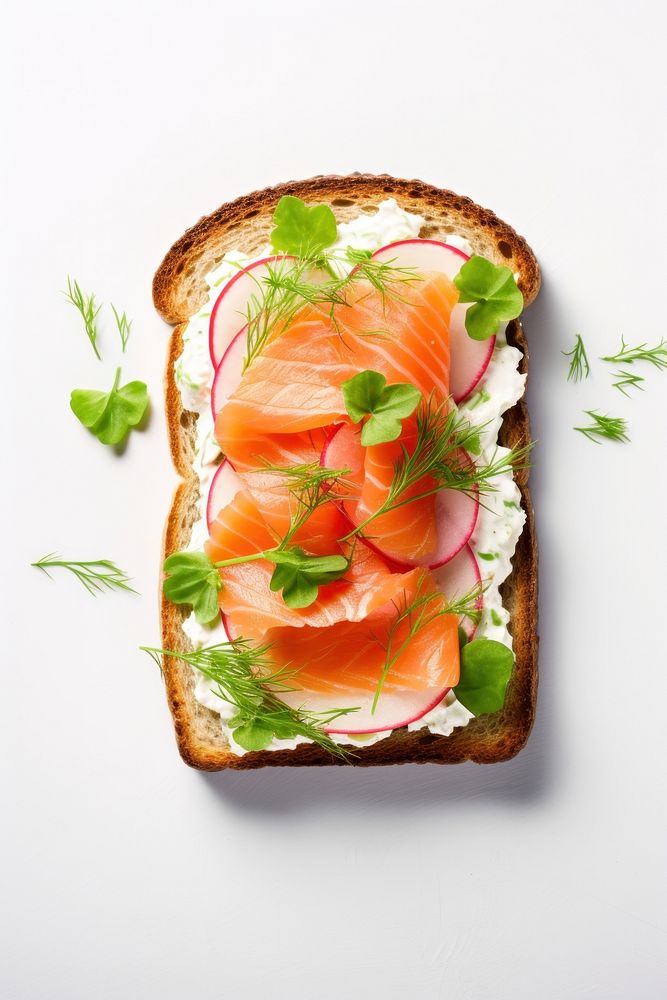 Cottage cheese toast salmon bread food. AI generated Image by rawpixel.