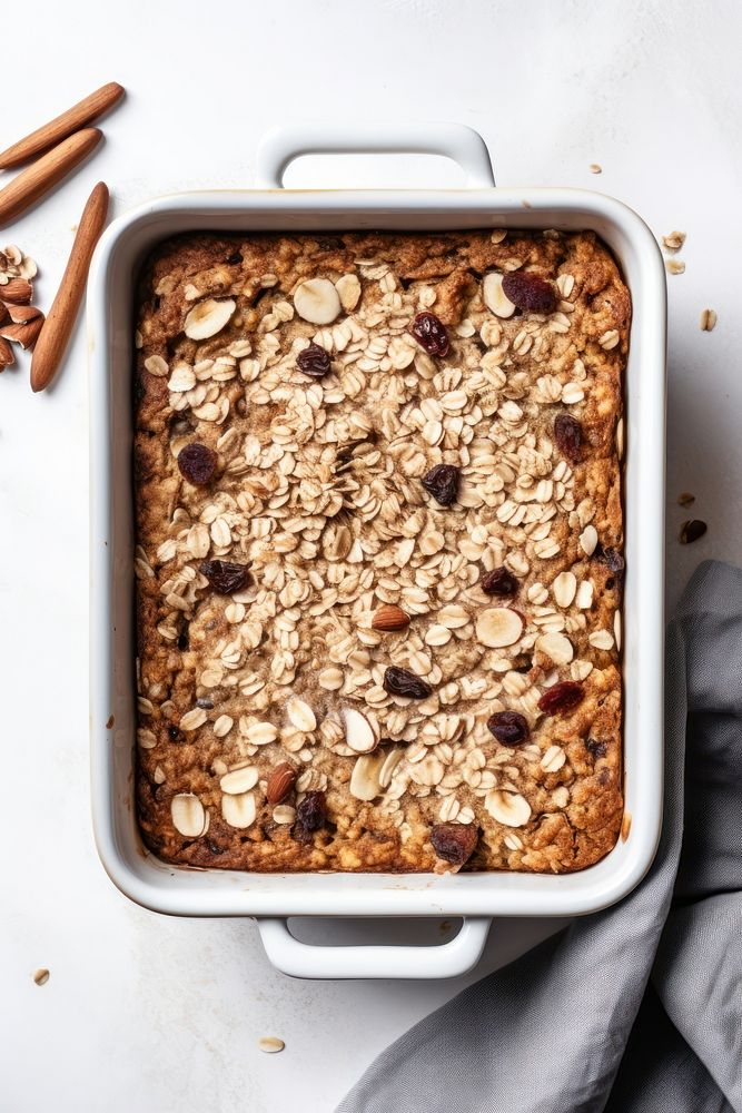 Baked oatmeal granola food tray. AI generated Image by rawpixel.