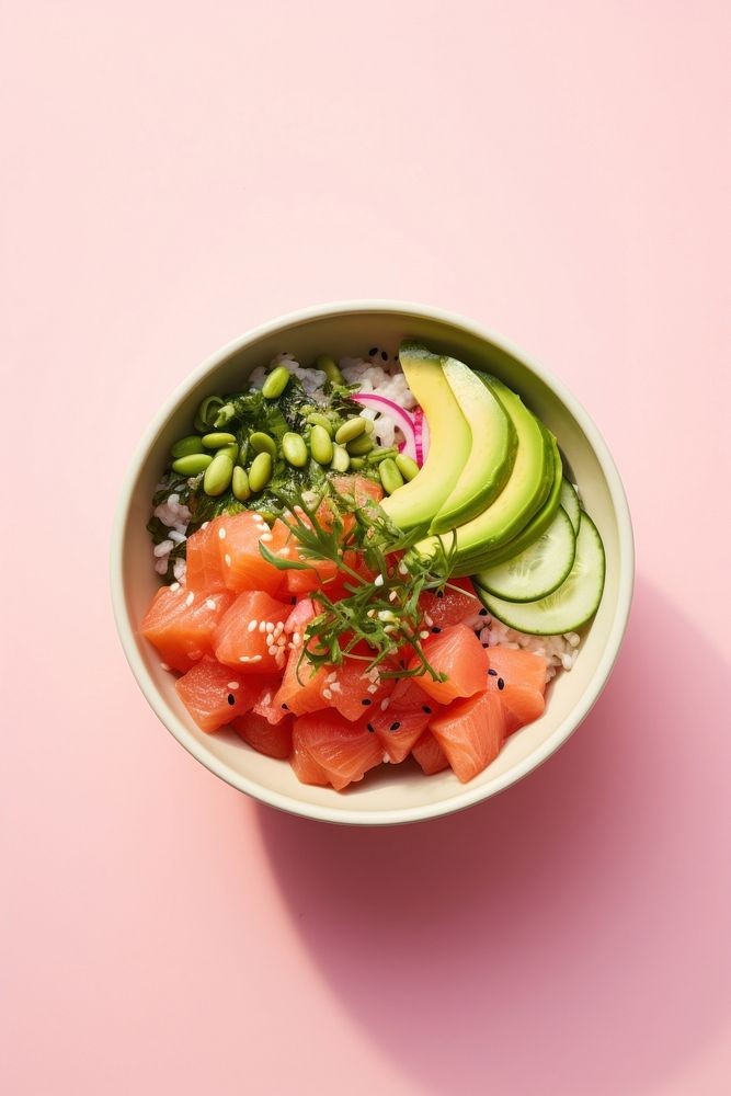 Poke bowl plate food meal. AI generated Image by rawpixel.