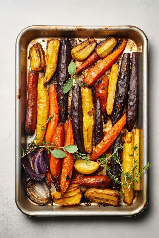Roasted root vegetable food meal dish. AI generated Image by rawpixel.