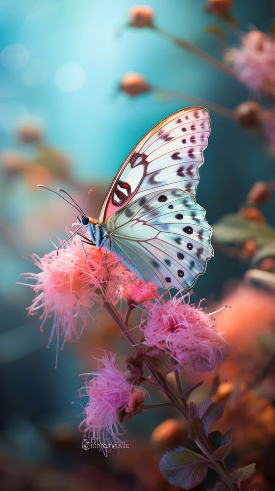 A butterfly on a spring flower blossom animal insect. AI generated Image by rawpixel.