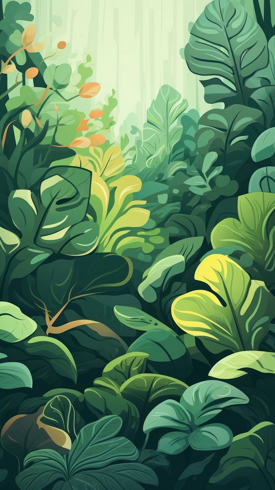 Spring lush green leaves vegetation outdoors pattern. AI generated Image by rawpixel.