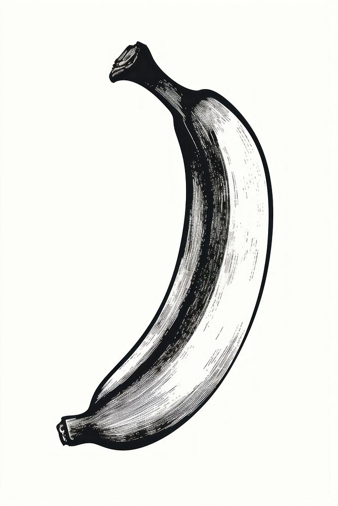 Banana food white background monochrome. AI generated Image by rawpixel.