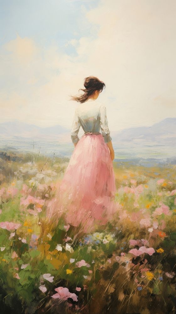 Spring fields painting dress art. AI generated Image by rawpixel.