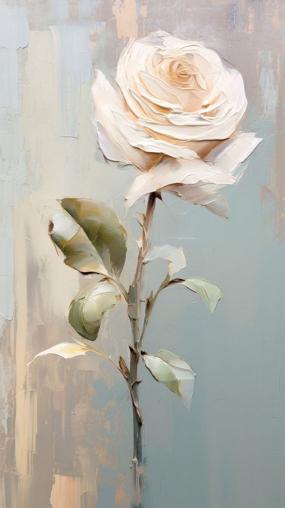 A white rose painting flower plant. AI generated Image by rawpixel.