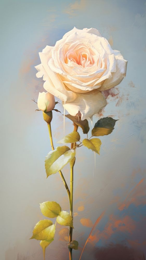 A white rose painting blossom flower. 