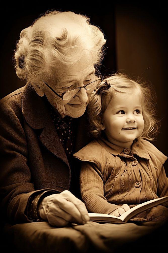 Grandparent photography portrait reading. 