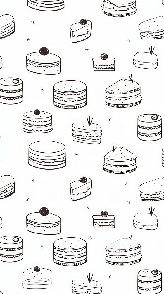 Cake backgrounds pattern doodle. AI generated Image by rawpixel.