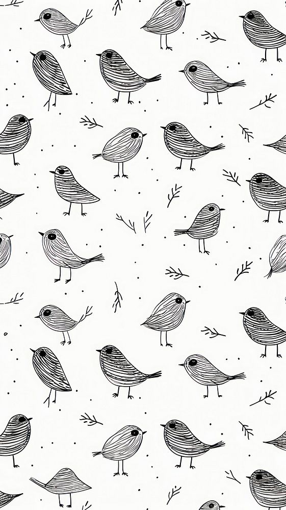 Bird backgrounds pattern drawing. AI generated Image by rawpixel.