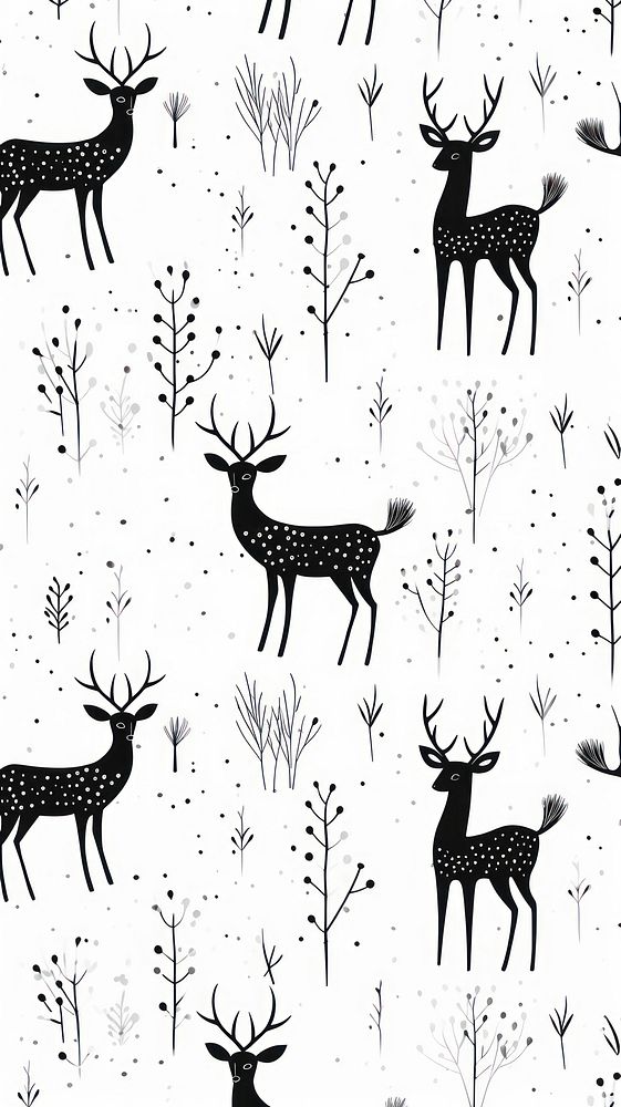 Deer backgrounds pattern drawing. AI generated Image by rawpixel.
