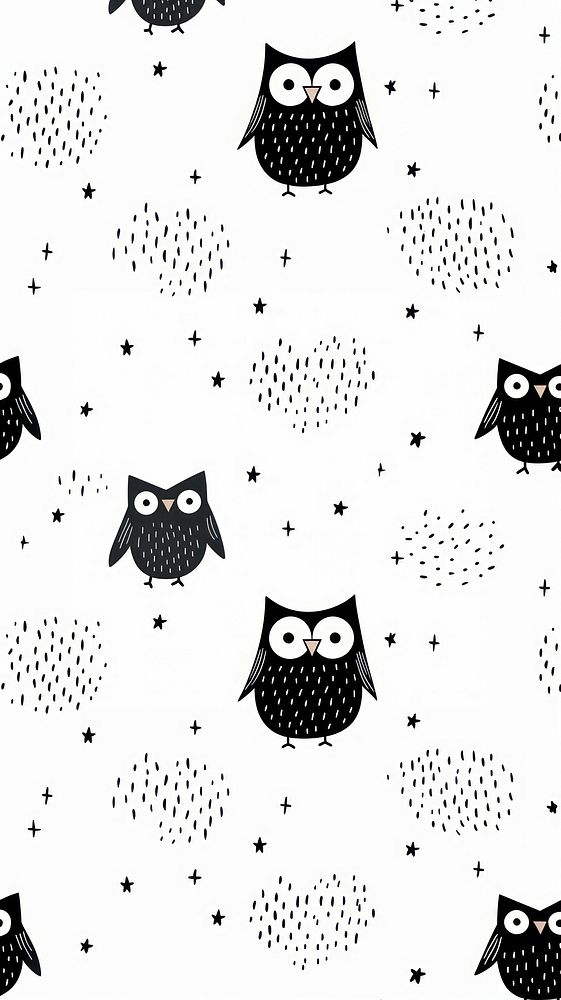 Owl pattern backgrounds black. AI generated Image by rawpixel.